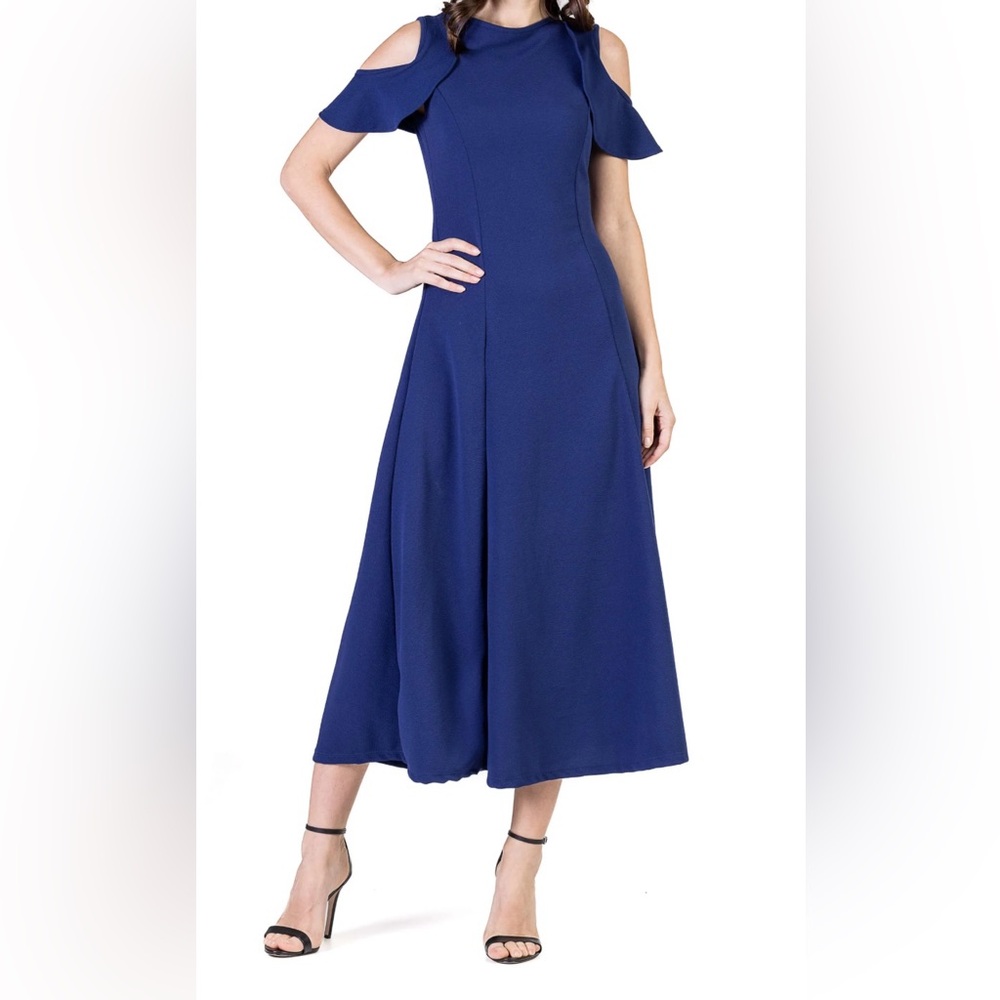 24/7 Comfort Apparel Blue Midi Dress